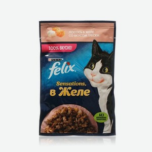 Влажный корм для кошек Felix Sensations   Лосось в желе с добавлением трески   75г