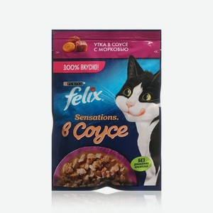Влажный корм для кошек Felix Sensations   Утка в соусе с морковью   75г