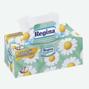 Салфетки Regina бумажные косметические с ромашкой 4-слойные, 110листов Польша
