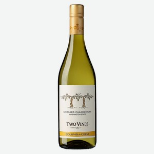 Вино Two Vines Chardonnay белое сухое США, 0,75 л