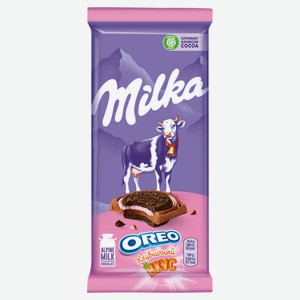 Шоколад молочный Milka с печеньем Oreo со вкусом клубники, 92 г