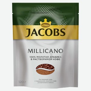 Кофе растворимый Jacobs Millicano c добавлением кофе жареного молотого, 120 г