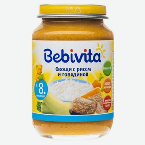 Пюре Bebivita Овощи с рисом и говядиной с 8 мес., 190 г