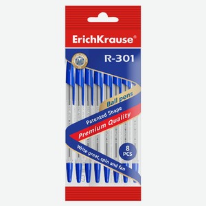 Набор ручек шариковых ErichKrause R-301 Classic Stick 1.0 синий, 8 шт