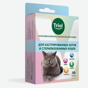 Лакомство для котов кастрированных и стерилизованных кошек Triol мультивитаминное, 33 г