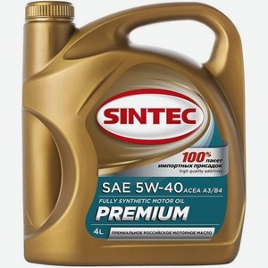 Моторное масло SINTEC Premium SAE, 5W-40, 4л, синтетическое [801971]