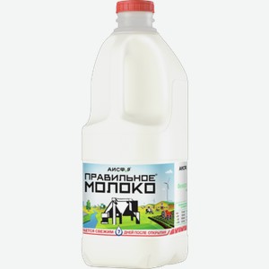 Молоко ПРАВИЛЬНОЕ МОЛОКО пастеризованное, 3.2-4%, 2.058кг