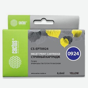 Картридж струйный CS-EPT0924 желтый для Epson Stylus C91/ CX4300/ T26/T27/TX106/TX109 (6,6ml) Cactus