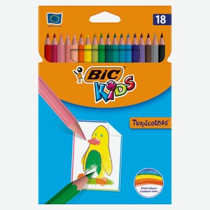 Карандаши цветные BIC Kids Tropicolors, 18 цветов