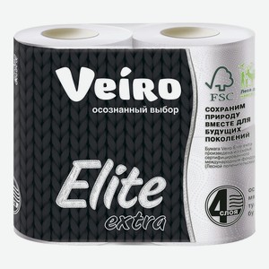 Бумага туалетная Veiro Elite Extra 4-х слойная, белая, 4 шт