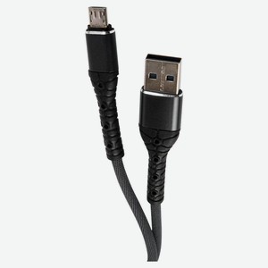 Дата-кабель mObility USB – microUSB, 3А, тканевая оплетка, черный