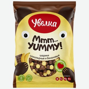 Сухой завтрак <Увелка> шарики шоколадные и банановые 200г пакет Россия
