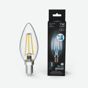 Лампа Gauss LED Filament Свеча E14 7W 580lm 4100К step dimmable 1/10/50