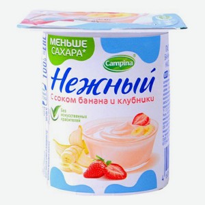 Йогуртный продукт Нежный с соком банана и клубники 1,2% БЗМЖ 100 г