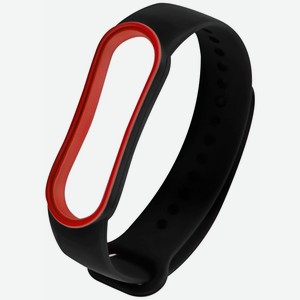 Ремешок двухцветный Red Line для фитнес-браслета Xiaomi Mi Band 5/ Mi Smart Band 6  черный с красной окантовкой УТ000023079