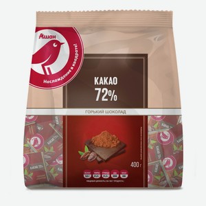 Шоколад горький АШАН Красная птица какао 72%, 400 г