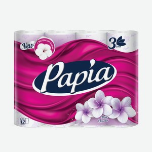 Туалетная бумага Papia Bali 3-слойная, 12 рулонов Россия