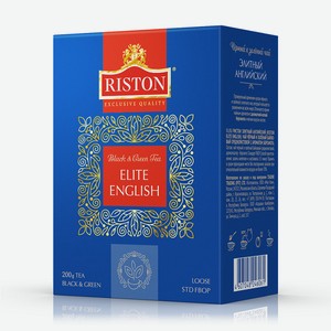 Чай Riston Elite English черный с зеленым листовой, 200г Россия