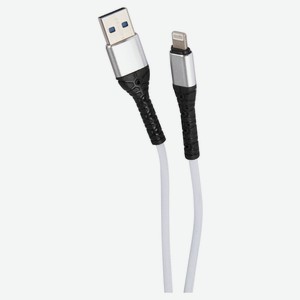 Дата-кабель mObility USB – Lightning, 3А, тканевая оплетка, белый