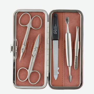 Маникюрный набор 2152TESM (ножницы д/кутикулы + ножницы д/ногтей + пилка металлическая 12,5см + пинцет скошенный + двойной маникюрный инструмент)