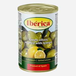 Оливки Iberika зеленые с лимоном 300 г