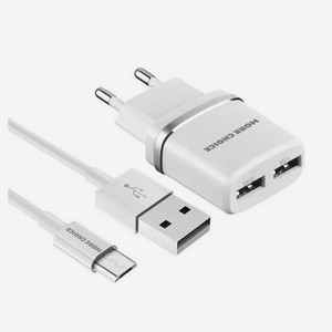 Сетевое зарядное устройство More choice 2USB 2.4A для micro USB NC22m (White)
