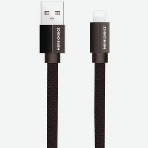 Дата-кабель More choice USB 2.1A для Lightning 8-pin плоский K20i нейлон 1м (Black)