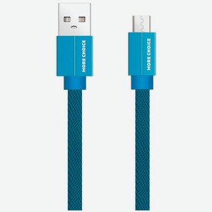 Дата-кабель More choice USB 2.1A для micro плоский USB K20m нейлон 1м (Blue)