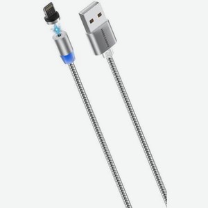 Дата-кабель More choice Smart USB 2.4A для Lightning 8-pin Magnetic K61Si нейлон 1м (Dark Grey)