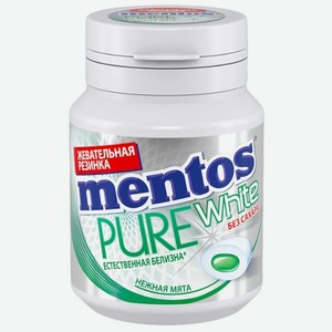 Жевательная резинка Mentos Pure White нежная мята, 54 г, пластиковая банка