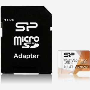 Карта памяти microsdxc UHS-I U3 Silicon Power Superior Pro Colorful 256 ГБ, 100 МБ/с, Class 10, SP256GBSTXDU3V20AB, 1 шт., переходник SD