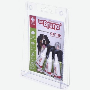 Mr.Bruno капли репеллентные для крупных собак весом более 30 кг, 3 шт по 4 мл (12 г)