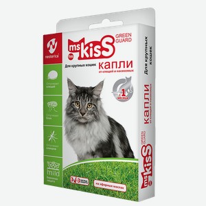 Капли репеллентные для кошек МИССИС КИСС, 3шт.x2,5мл