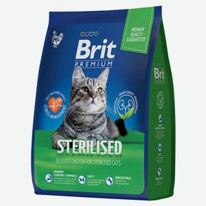 Сухой корм для стерилизованных кошек Brit Premium курица, 2 кг