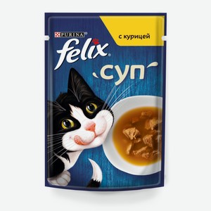 Влажный корм Felix Суп для взрослых кошек, с курицей, Пауч, 48 г