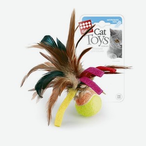GiGwi Мячик с перьями/теннисный фетр, перья (6см.)