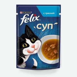 Влажный корм Felix Суп для взрослых кошек, с треской, Пауч, 48г