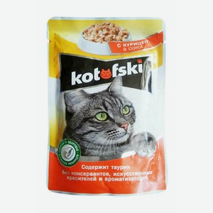 Корм для кошек Kotofski влажный с курицей в соусе, 85 г, пауч
