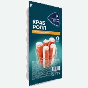 Крабовые палочки Русское Море Краб-ролл с сыром пастеризованные охлаждённые, 180г