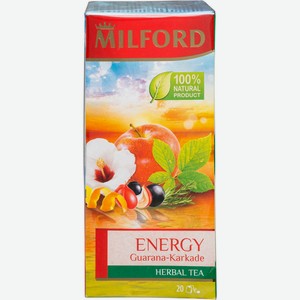 Чай Milford Энергия травяной гуарана-каркаде в пакетиках, 20х2г
