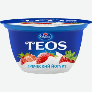 Йогурт ТЕОС греческий, клубника, 2%, 0.14кг