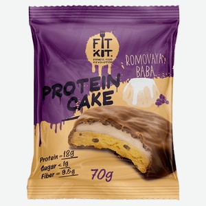 Кейк протеиновый Fitkit Protein Cake ромовая баба, 70 г