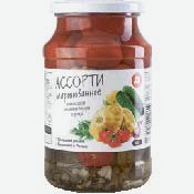 Овощные консервы Дикси патиссоны-томаты черри-огурцы маринованные, 900 г