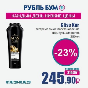 Gliss Kur экстремальное восстановление шампунь для волос, 250 мл