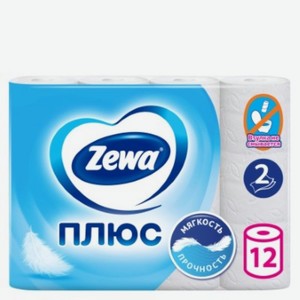 Туалетная бумага ZEWA 2-слойная белая, 12 рулонов