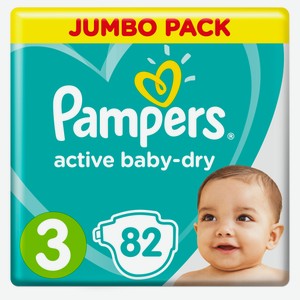 Подгузники Pampers Active Baby-Dry 3, 82 шт