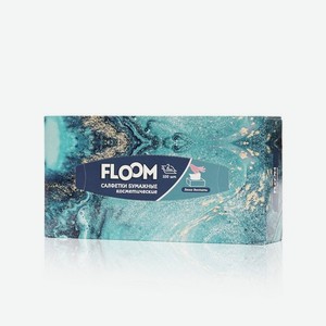 Бумажные косметические салфетки Floom   Зеленый мрамор   2х-слойные в коробке 100шт