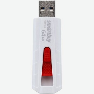 Флешка USB SMARTBUY Iron 64ГБ, USB3.0, белый и красный [sb64gbir-w3]