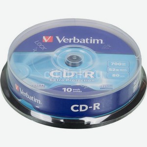 Оптический диск CD-R Verbatim 700МБ 52x, 10шт., cake box [43437]