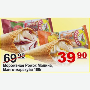 Мороженое Рожок Малина, Манго-маракуйя 100г